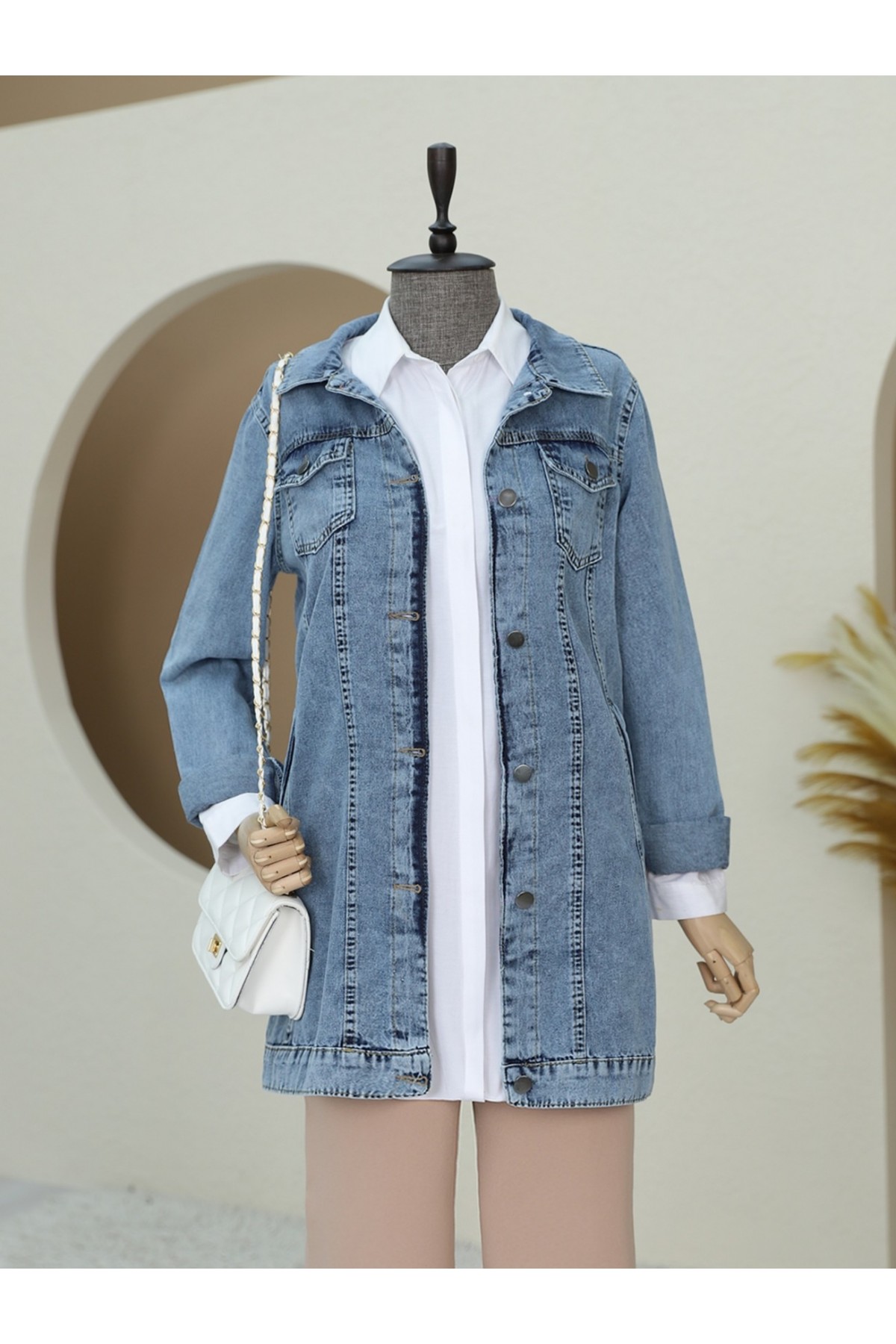 Random wash Denim jacket with Pocket Detail -Ice Blue