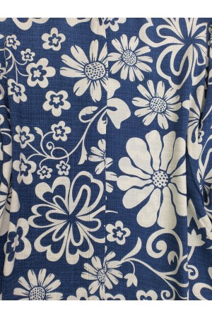 تونك فسكوزي منقوش بأزرار   -اللون النيلي