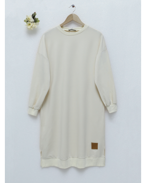 Skirt Rigging Detailed Slit Long Tunic    - Beige