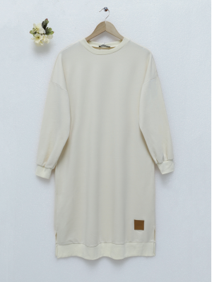 Skirt Rigging Detailed Slit Long Tunic    - Beige