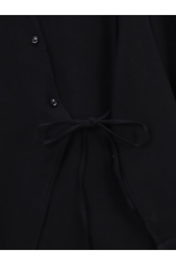 Cross Buttoned Double Laced Muslin Set -Black
