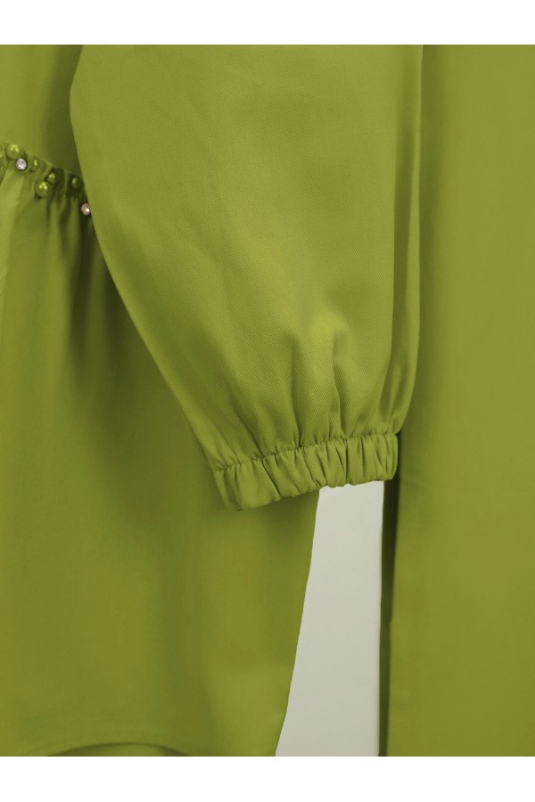 Pearl Detailed Snap-Front Washed Cotton Gabardine Suit -PISTACHIO GREEN