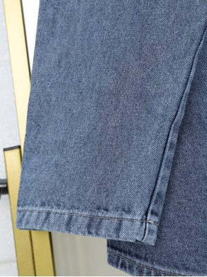 Bol Paça Pantolonlu Önü Bağlamalı Kot Kimono Takım -Buz Mavi