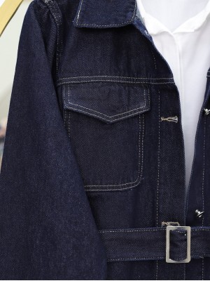 Beli Kemerli Önü Düğmeli Cepli Kot Takım  -K.Laci