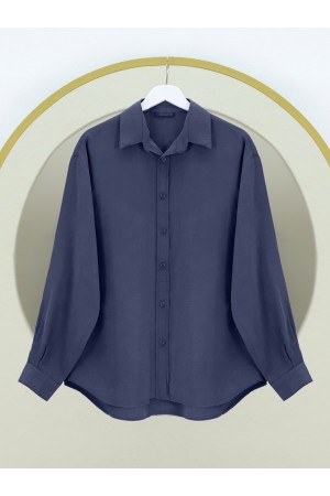 Oval Kesim Tensel Cupra Gömlek -Laci