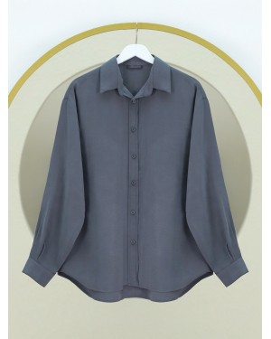 Oval Cut Tencel Cupra Shirt -Smoked 