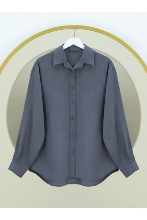 Oval Cut Tencel Cupra Shirt -Smoked 