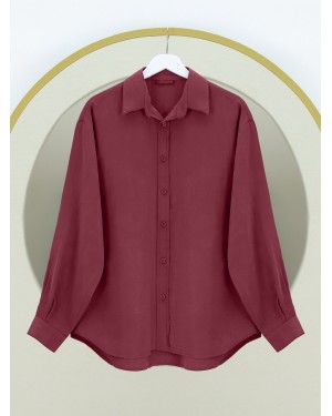 Oval Cut Tencel Cupra Shirt -Maroon