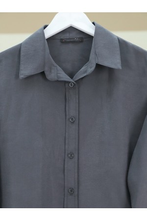 Oval Cut Tencel Cupra Shirt -Smoked 