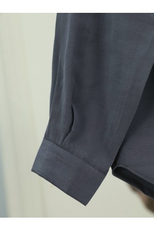 Oval Cut Tencel Cupra Shirt -Smoked 