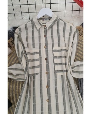 قميص تنورة شرابة -اللون البيج