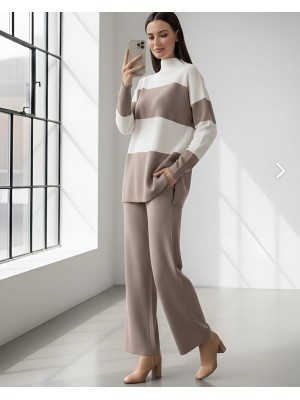 Yarım Boğazlı Triko Takım       -Toprak