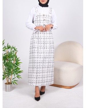 Waist Corsage Front Button Detailed Salopette  -Ecru