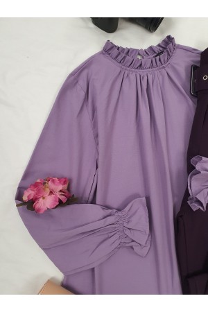 Pleated Collar Blouse -Lilac