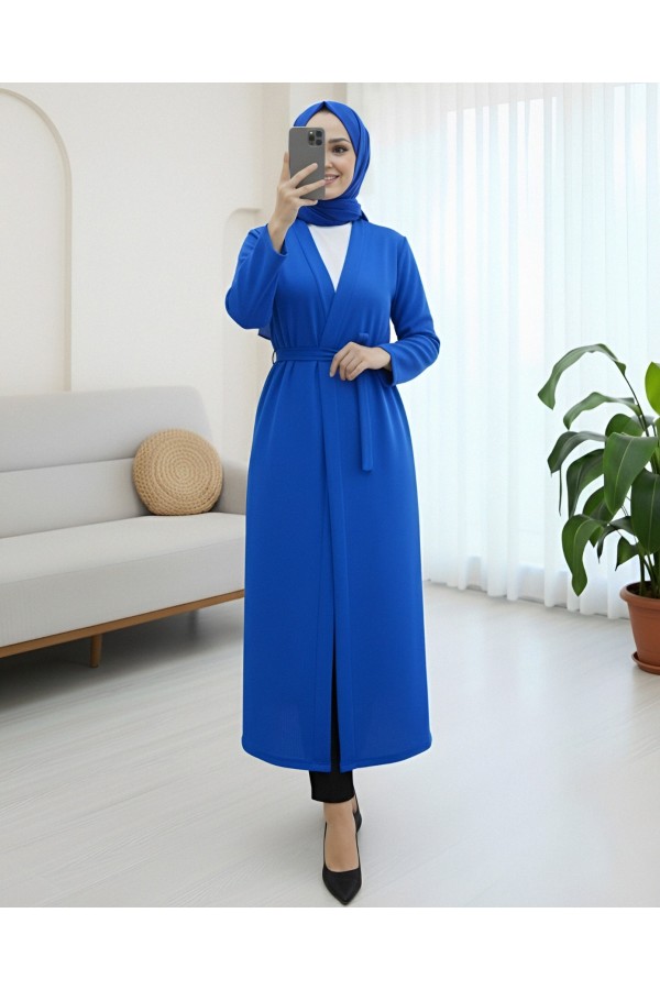 Long Cape with Double Front Tie -Saxe 