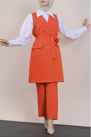 Yelekli Pantalon Takım -Turuncu