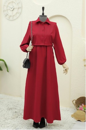 Dress Set with Shirt Detail on Top    -Red