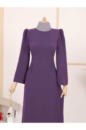 Judge Collar Lace Detailed Dress - Purple