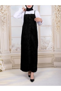 İnce Askılı Kot Jile  -Siyah