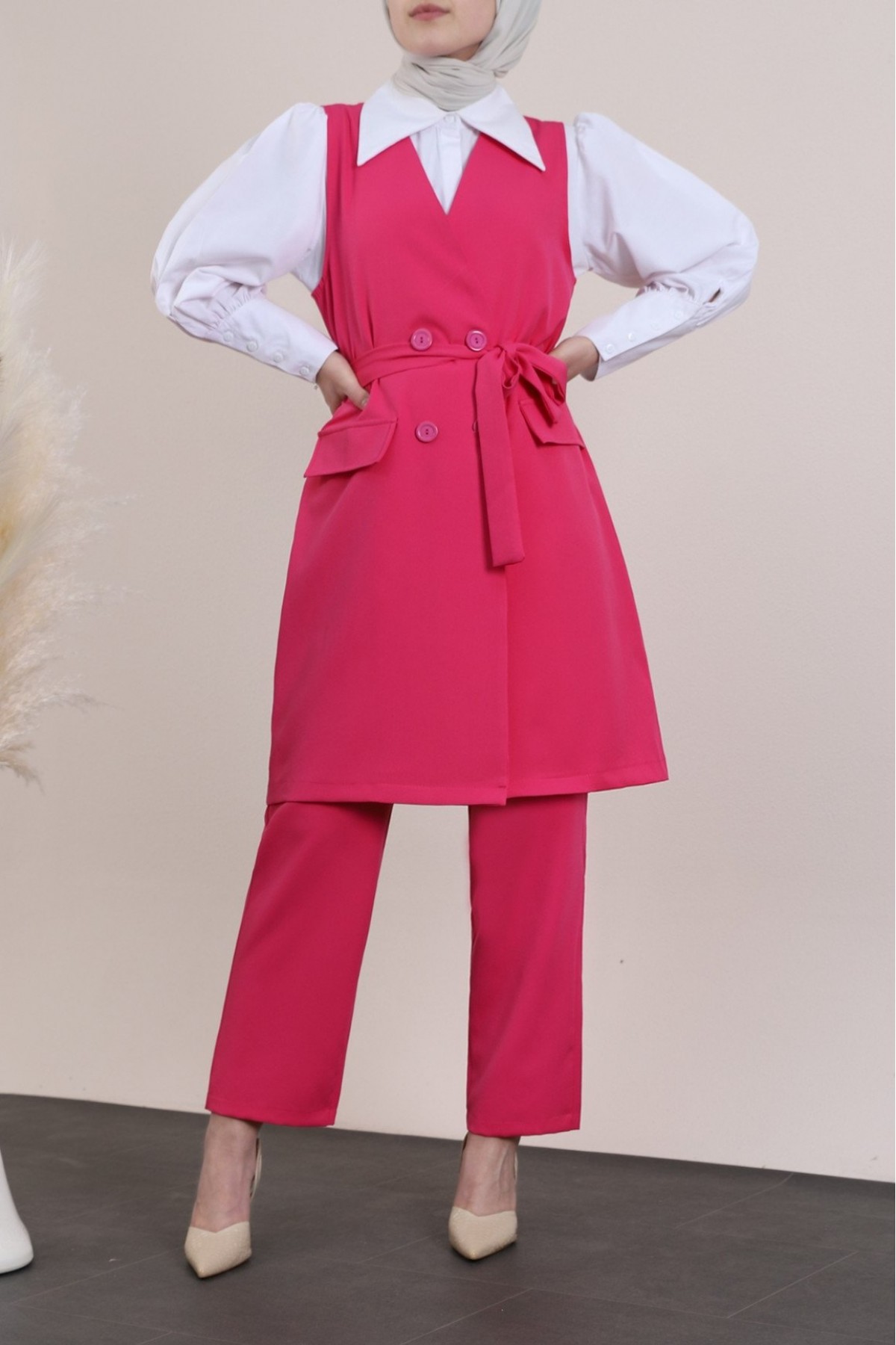 Vest Trousers Set -Pink