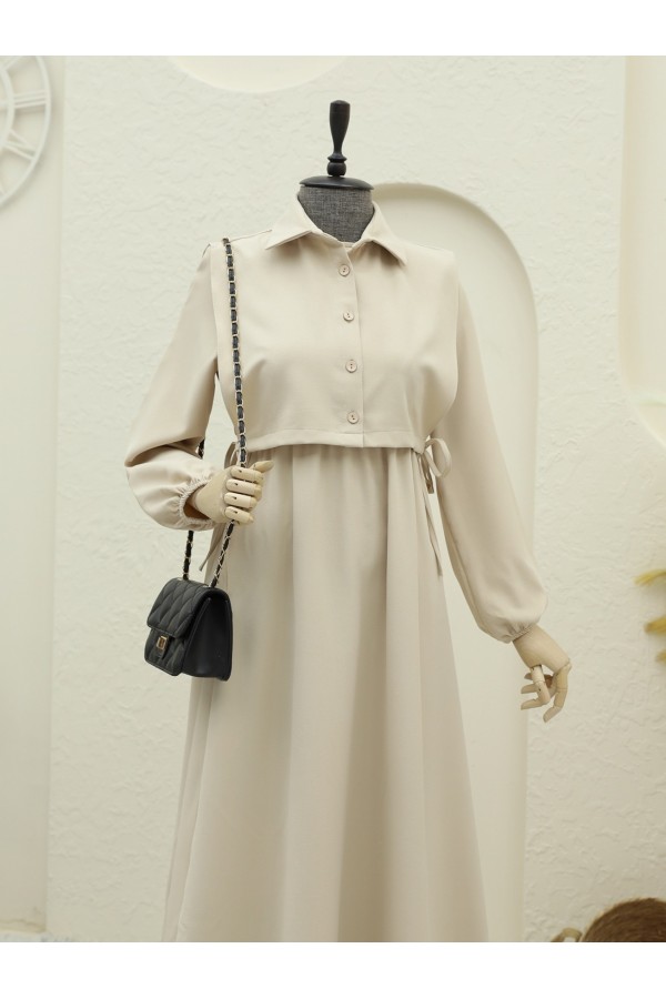 Dress Set with Shirt Detail on Top  -Light Mink