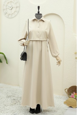 Dress Set with Shirt Detail on Top  -Light Mink