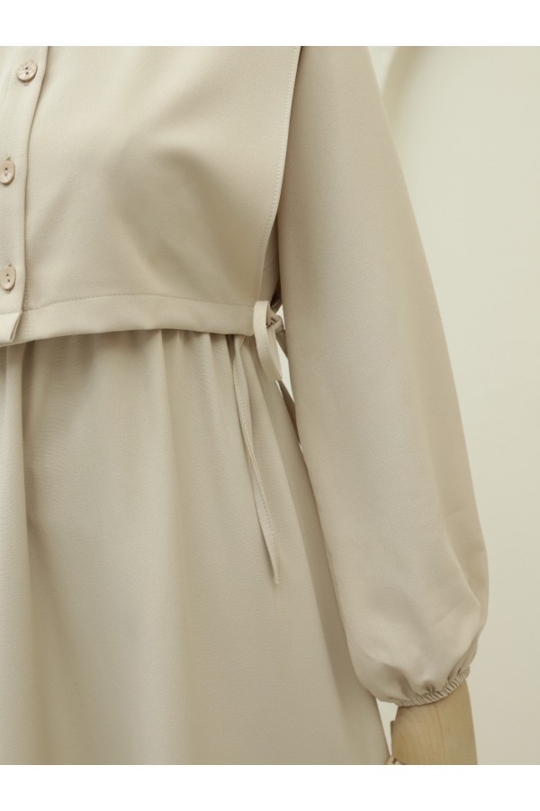 Dress Set with Shirt Detail on Top  -Light Mink