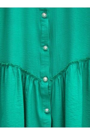 Pearl Button Suit with Gathered Shoulders and Front -LIGHT GREEN