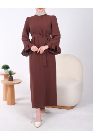 Ruffle Sleeve Lace -Brown