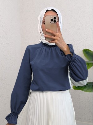 Yakası Büzgülü Bluz     -Laci