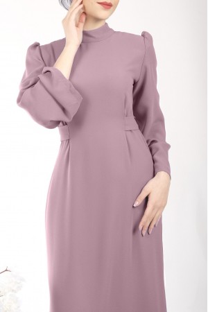 Judge Collar Lace Detailed Dress         -Dried rose