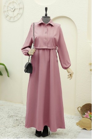 Dress Set with Shirt Detail on Top   -Powder