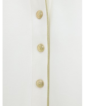 Osyho Cardigan with Buttoned Piping -White