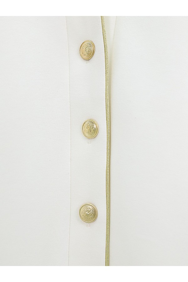 Osyho Cardigan with Buttoned Piping -White
