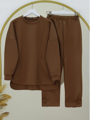 Tek Cepli Pantolonlu Skuba Takım -Kahve