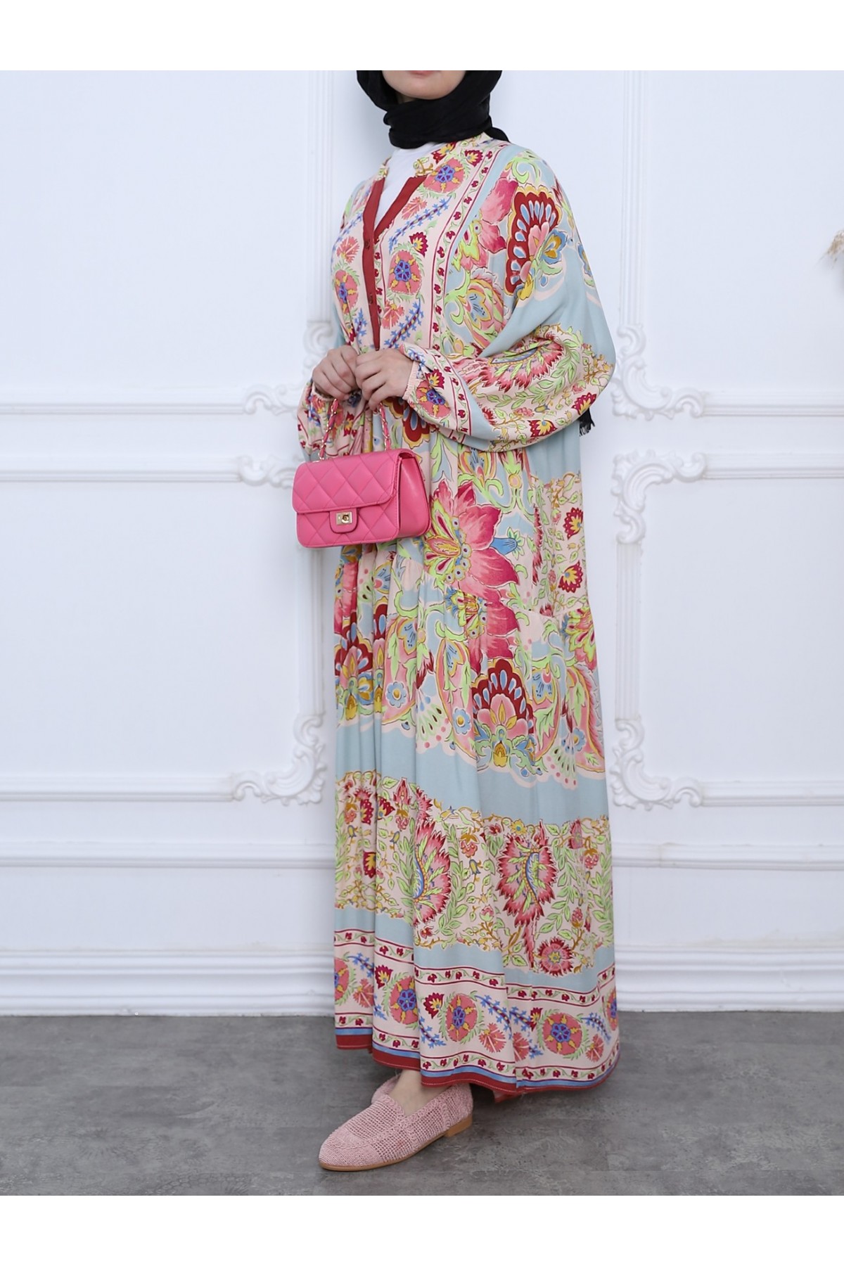 Piece Fabric Juicy Pattern Plaid Dress -Pink