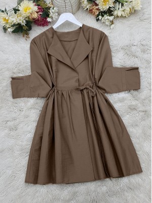 Side Tie Sleeve Cuff Slit Kimono  -Brown