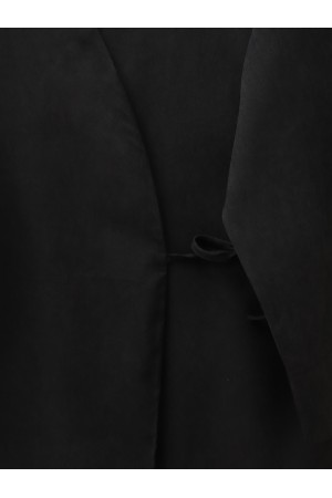 Çift Bağlamalı V Yaka Kimono -Siyah