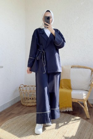 Yandan Bağlama Şerit Detaylı Takım -Laci