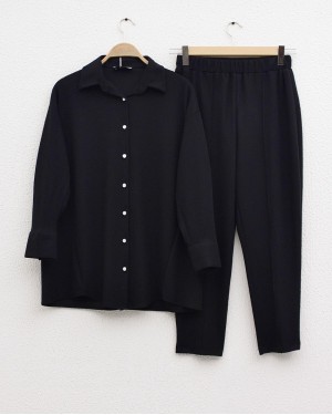 Corduroy Shirt Set -Black