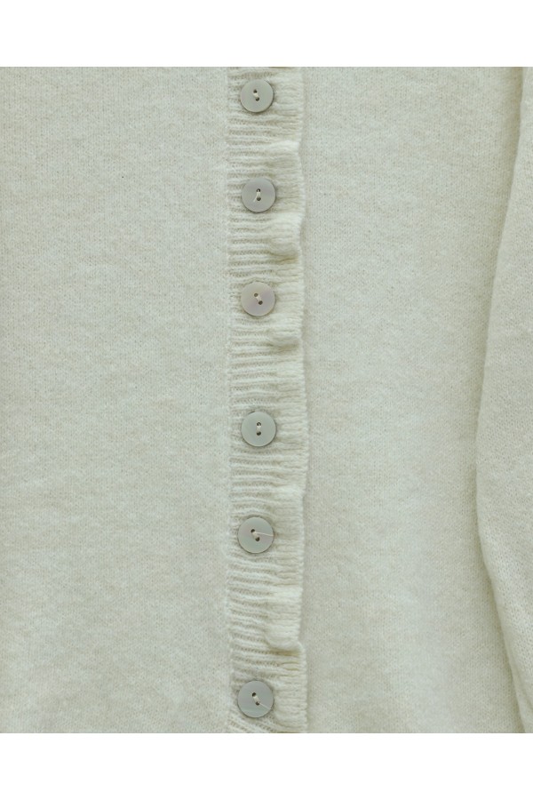 Buttoned Front and Ruffled Skirt Cardigan -Stone