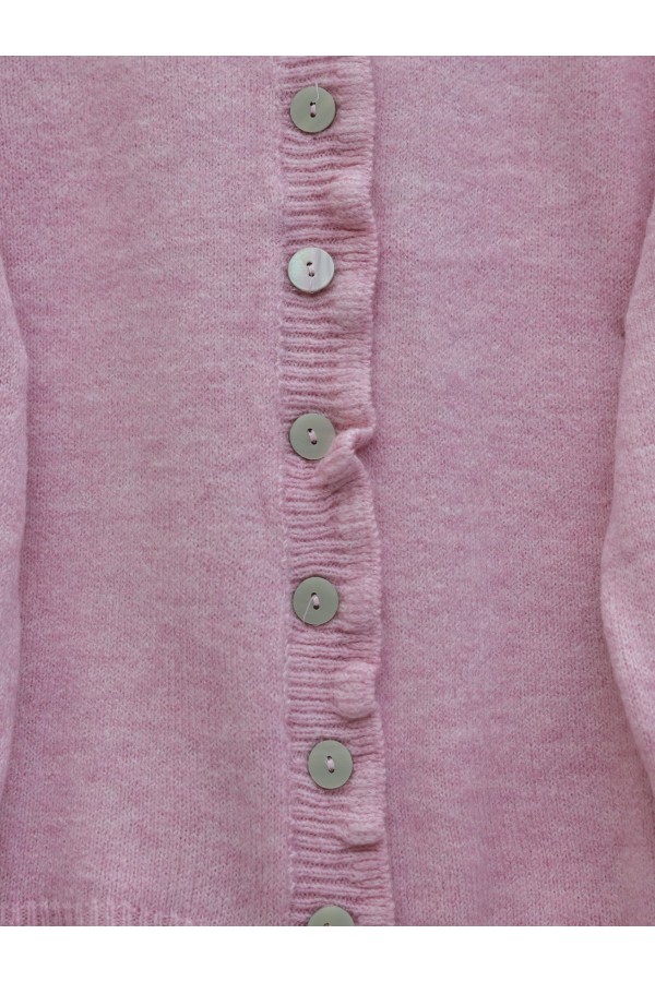 Buttoned Front and Ruffled Skirt Cardigan -Pink