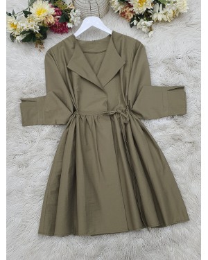 Yan Bağcıklı Kol Manşeti Yırtmaçlı Kimono -Kamuflaj