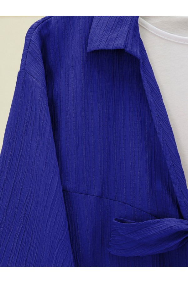 Önden Bağlamalı Krınkıl Kimono -Saks