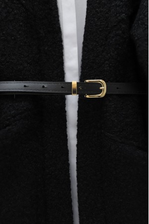 Cepli Balon Kol Oversize Buklet Ceket -Siyah