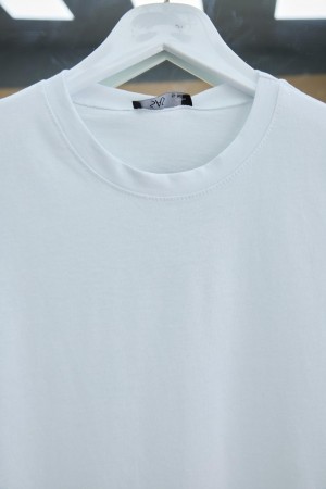 Yuvarlak Yaka Sıfır Kol Penye İçlik -Beyaz