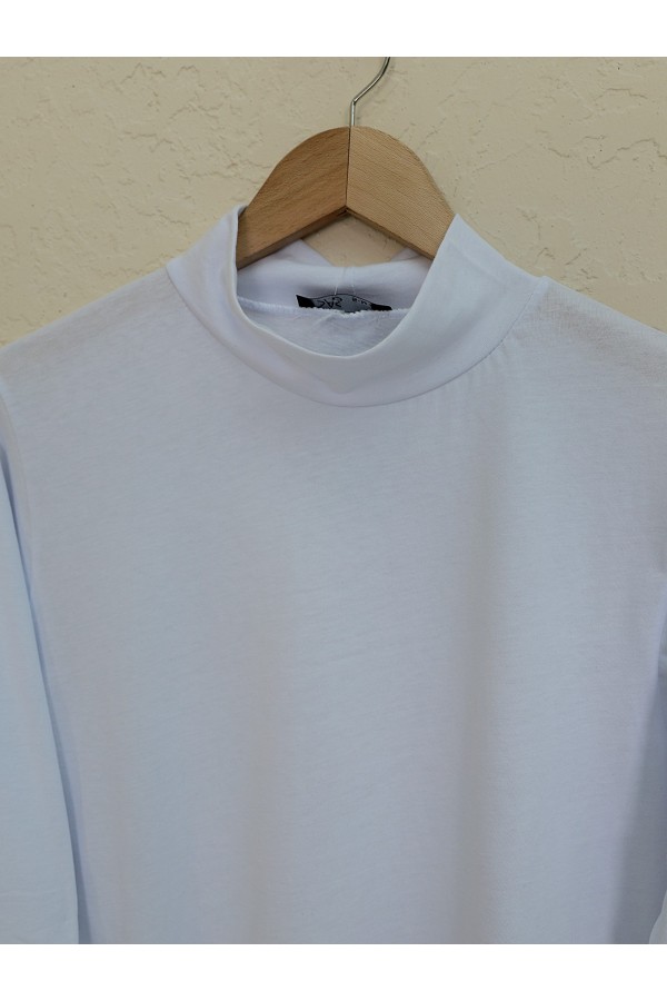Half Turtleneck Long Sleeve Blouse -White
