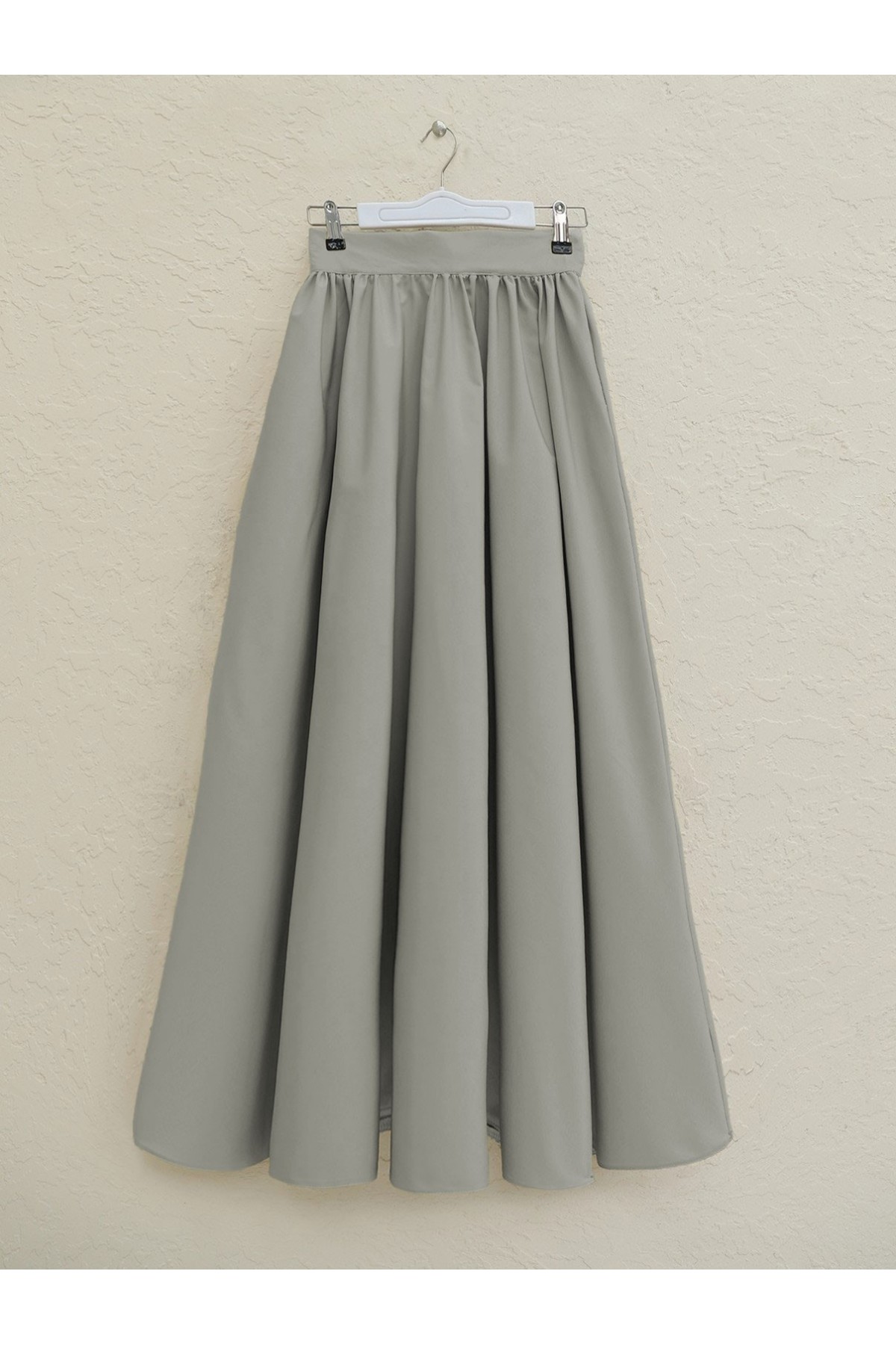 Pleated Bondit Skirt with Pockets  -Stone