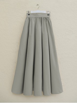 Pleated Bondit Skirt with Pockets  -Stone