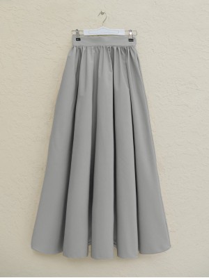 Pleated Bondit Skirt with Pockets  -Grey